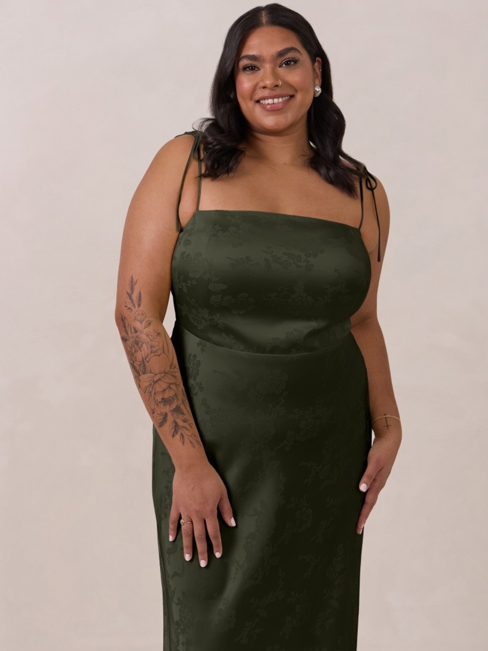 Park & Fifth Beckett Dress Size MM / Dark Olive Jacquard - Picture 4 of 5